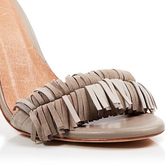 Joie | Ankle Strap Sandals Pippi Fringe Suede High Heel - Picture 4 of 12
